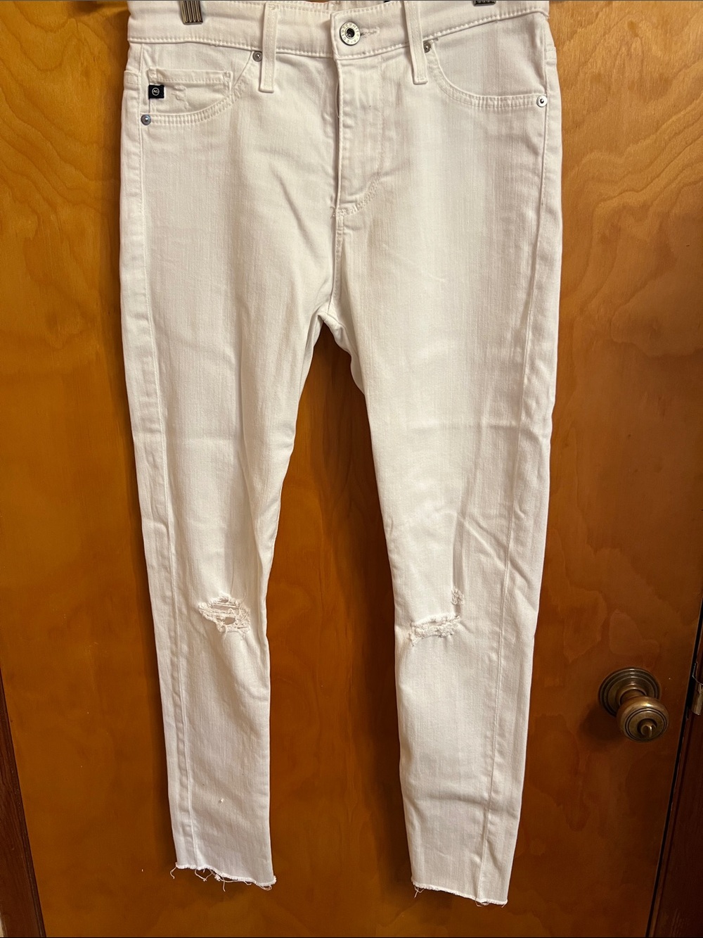 AG Adriano Goldschmied Skinny Distressed White Jeans 25R
